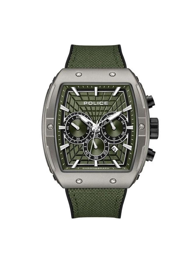بوليس Coswig Green Dial Silicone-Nylon Bracelet Chronograph Watch for Men, 45mm